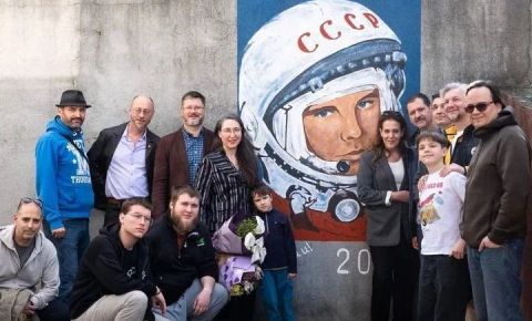 В Белграде появился мурал в честь первого космонавта Юрия Гагарина