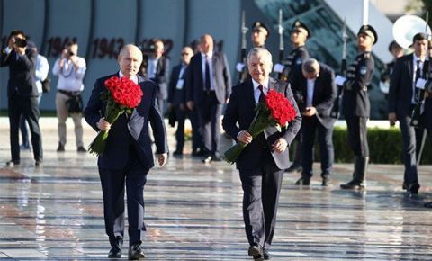 Президенты России и Узбекистана посетили мемориальный комплекс «Парк Победы»