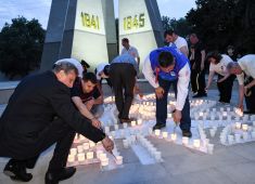 На мемориальном воинском захоронении в Баку, провели акции посвященные Дню памяти и скорби